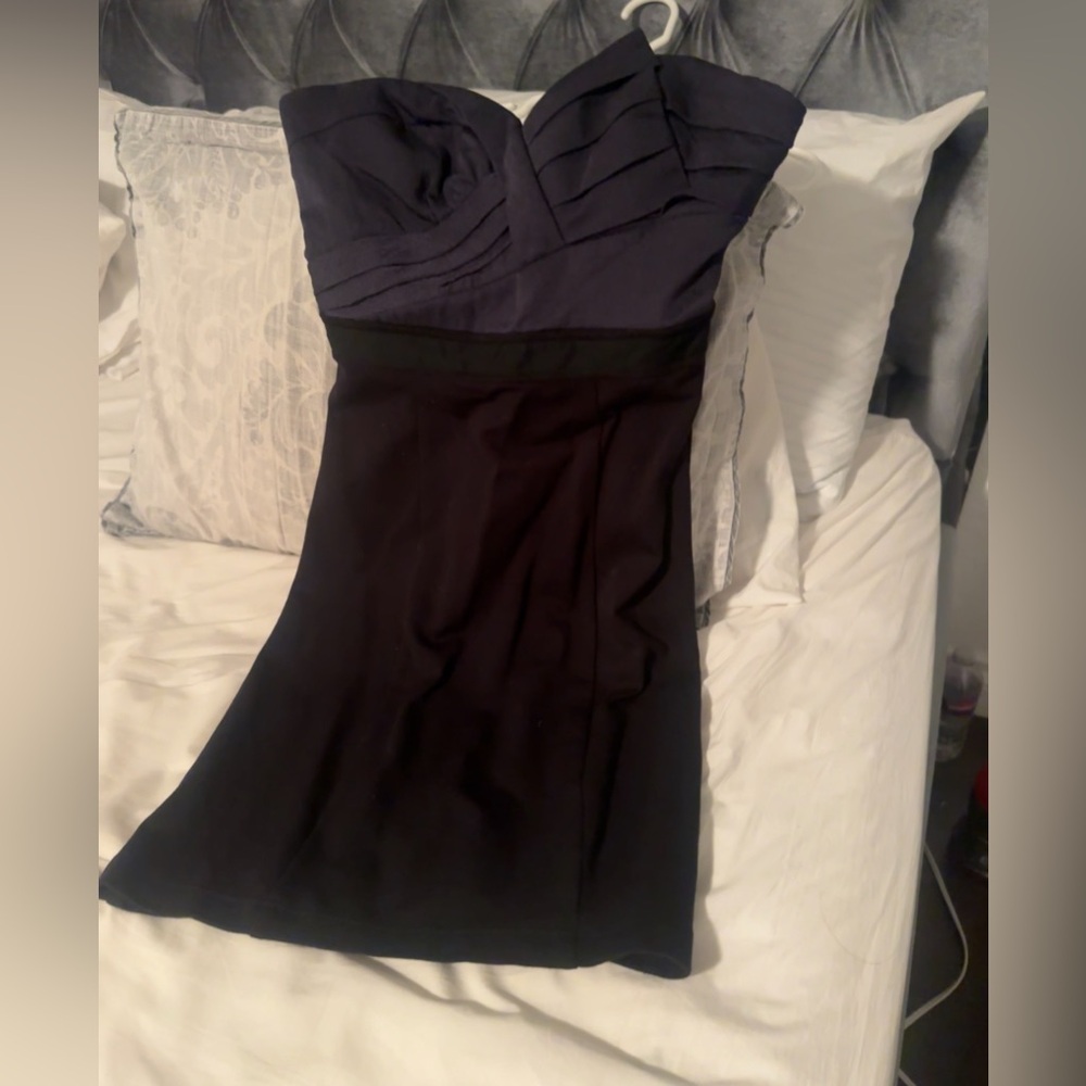 BCBGMaxAzria Black and Dark Gray Backless Dress